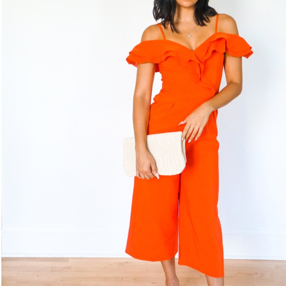 NWT Bright orange cami jumpsuit - Picture 2 of 4